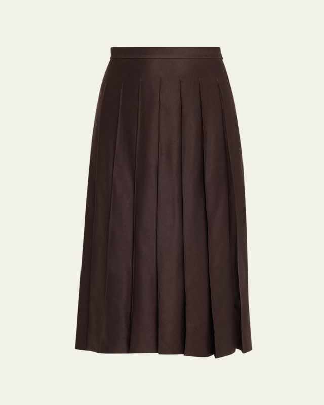 Pintuck Pleated Midi Skirt